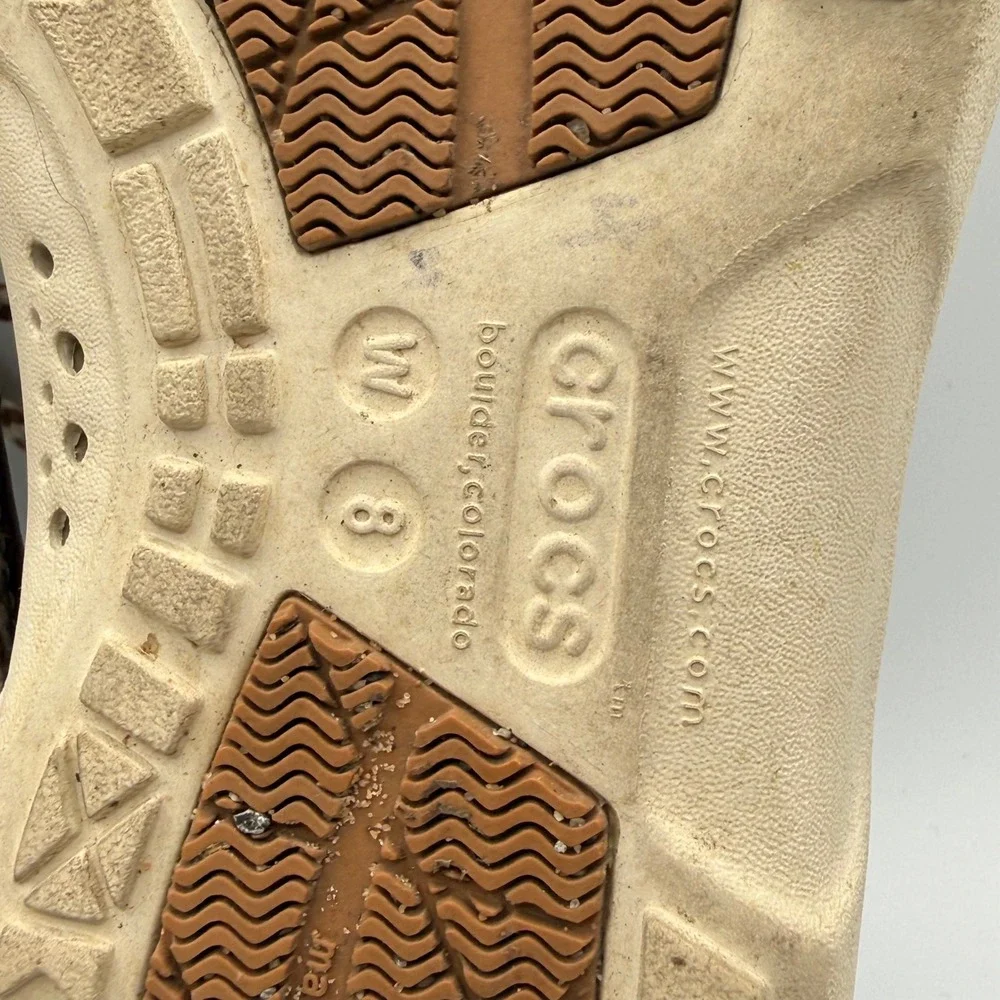 Crocs Boat Shoes Womens Size 8 Brown Good Leather Loafers Nautical Slip On